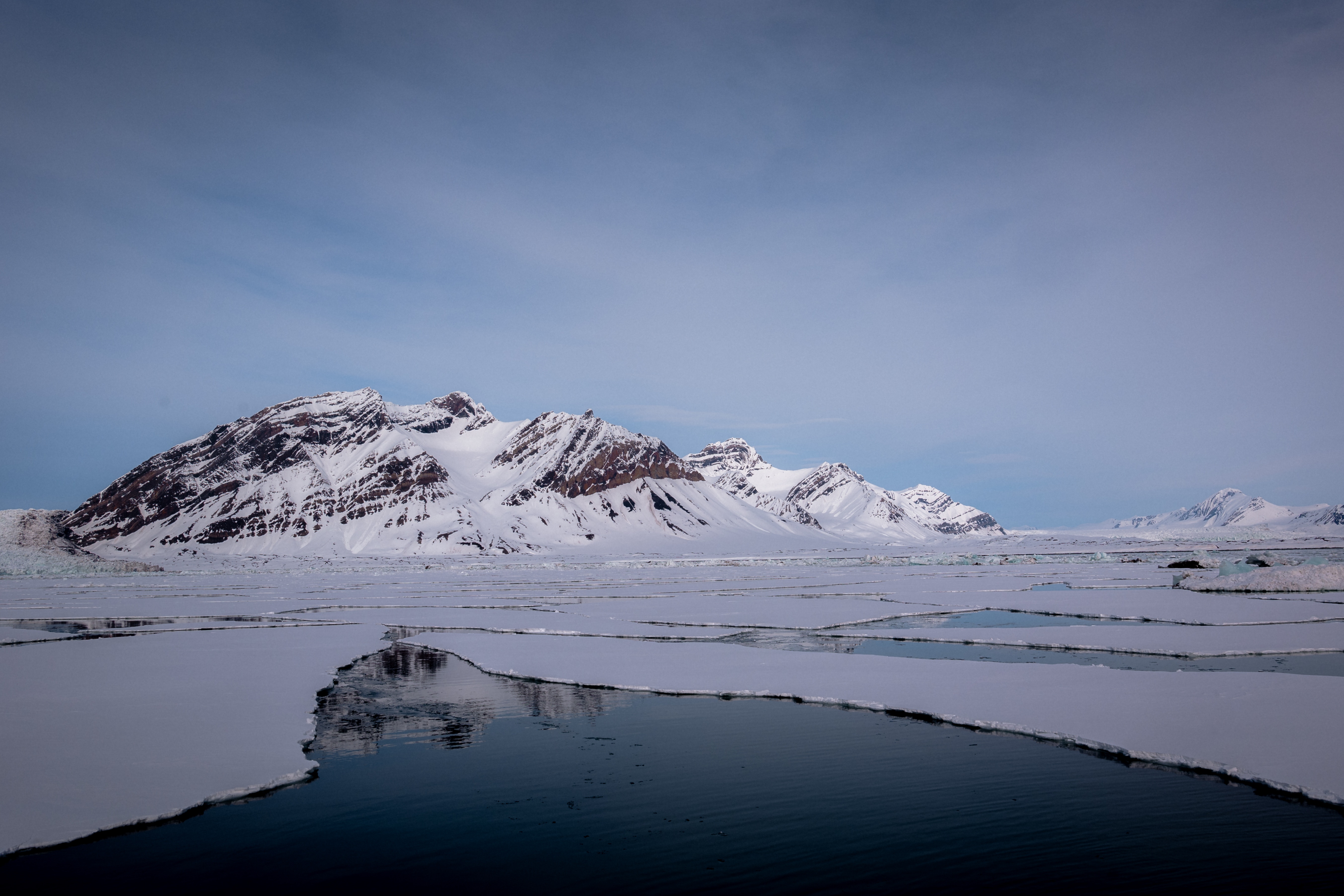 Twilight scene of ice and glacier in Norway