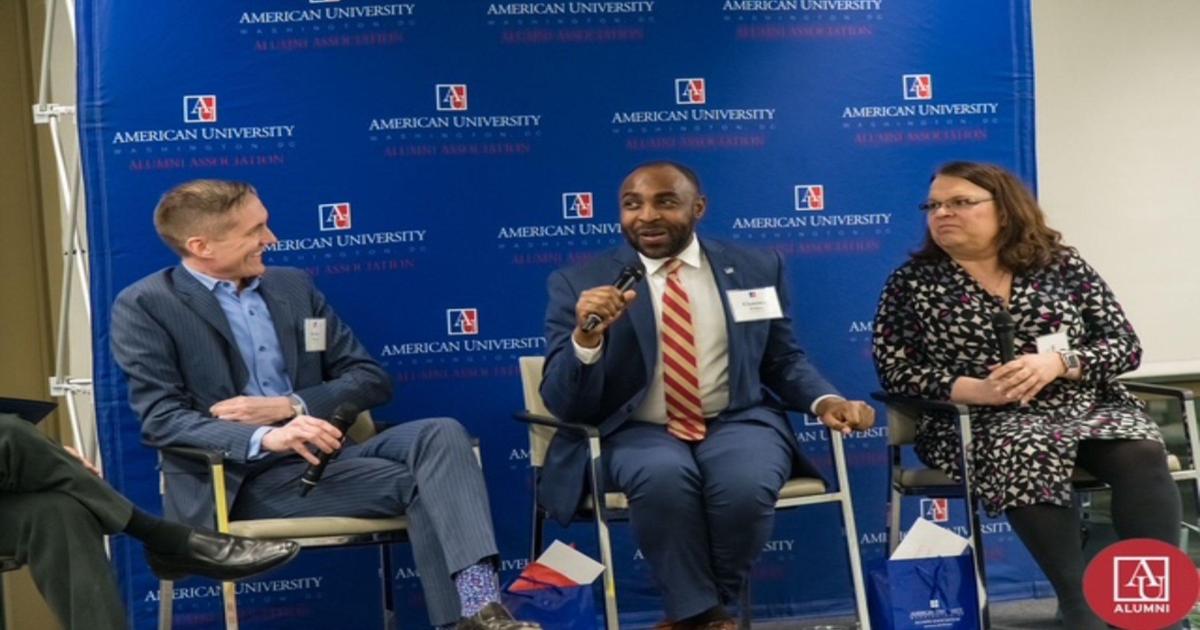 Clarence J. Fluker presenting at an AU Pride Alliance panel