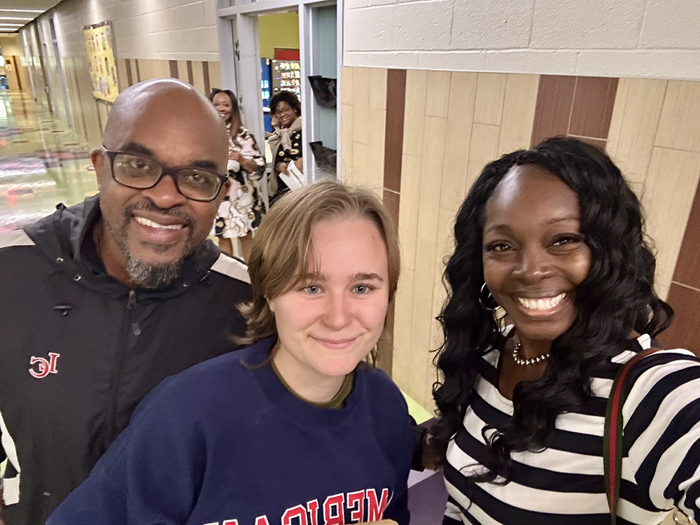 Dean Hopson with Paige Abbott (BA in Elementary Education ’24) and Dr. Ocheze Joseph