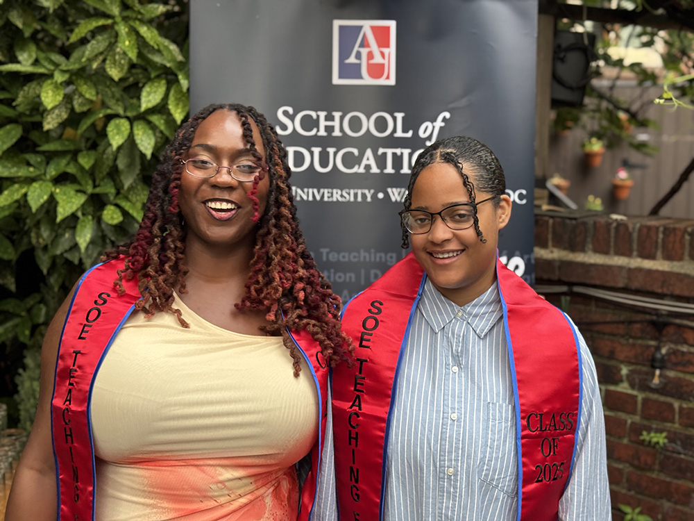 Teaching Fellows graduates Riley Campbell and Donnay Brown, Class of 2025