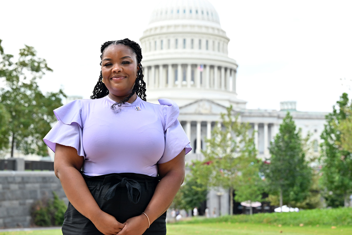 Morgan K, MEd '26, at the US Capitol