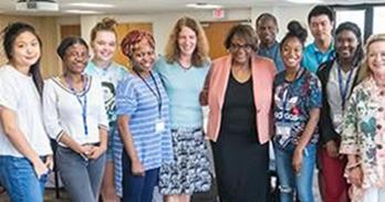 Dual Enrollment's first cohort along with AU President Sylvia Burwell