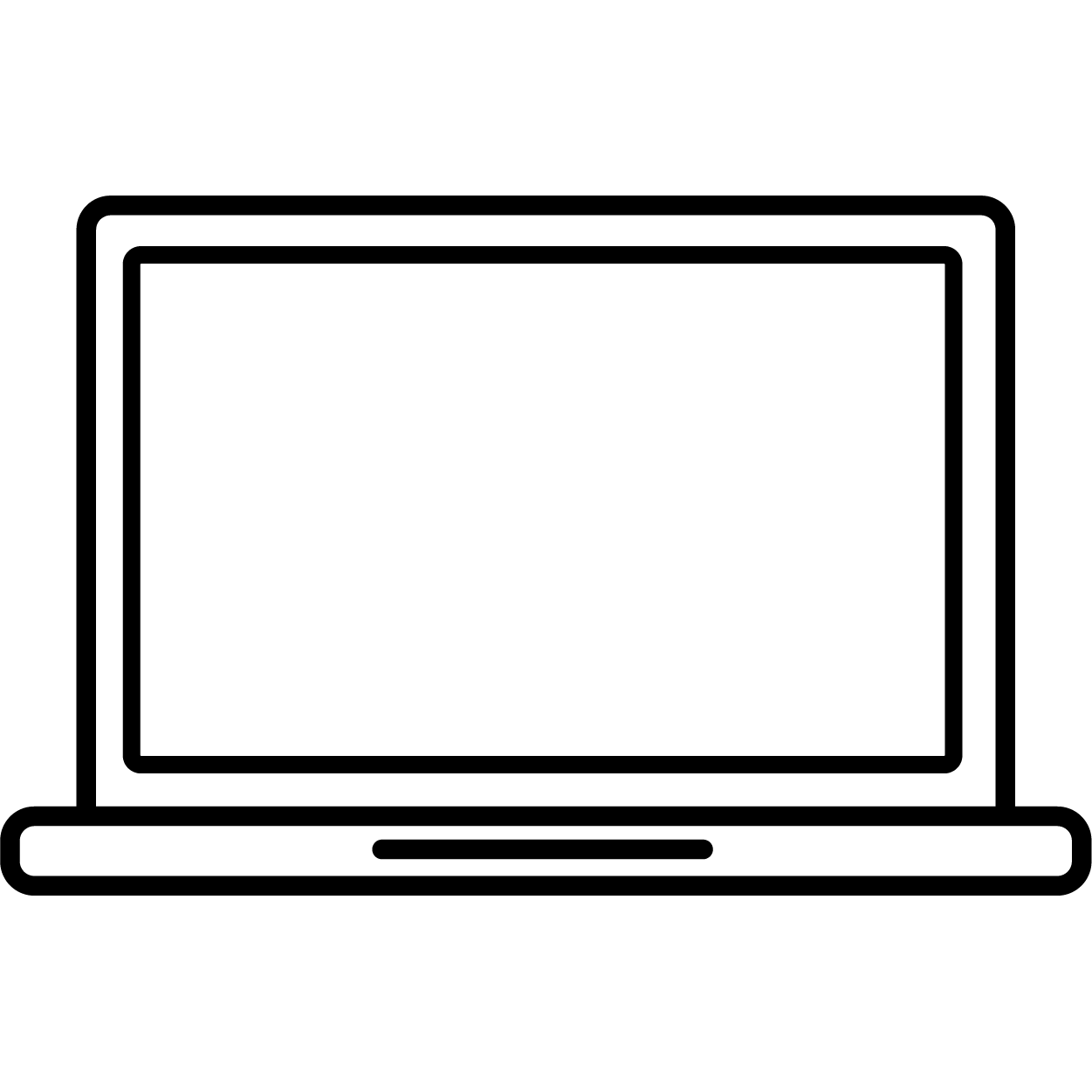 nace technology Black line drawing of a laptop