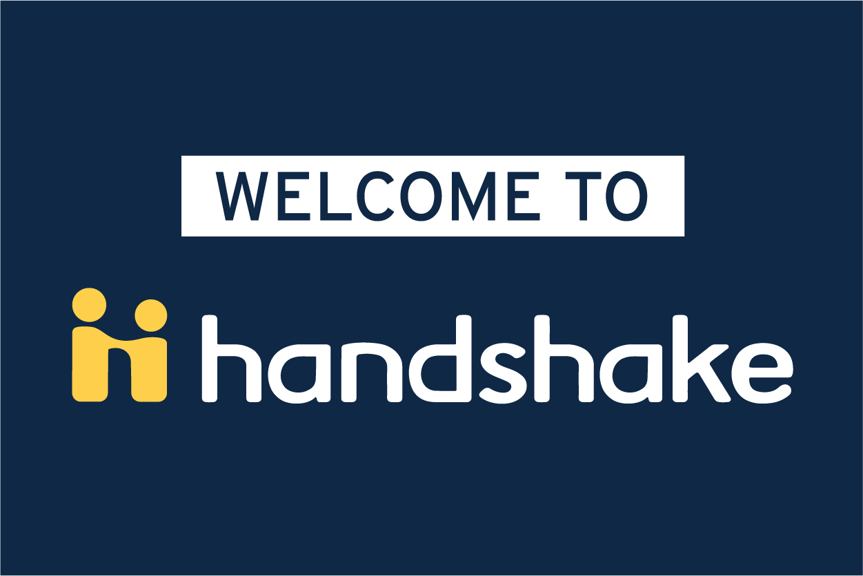 Welcome to Handshake, with Handshake logo
