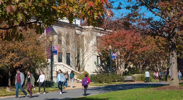 People on AU Quad near Battelle.