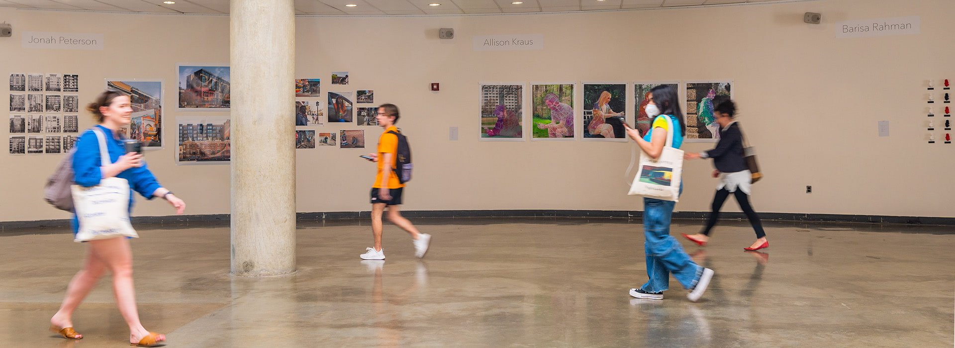 Studio Art Senior show on display in the Katzen Rotunda