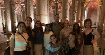 Students in the Roman cistern under Istanbul