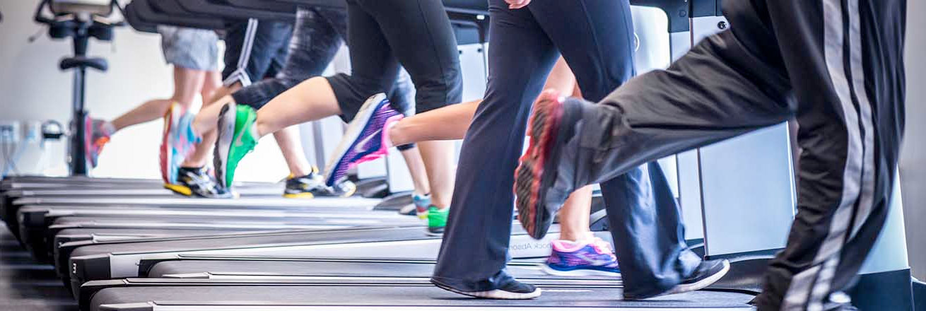 Fitness center treadmills.