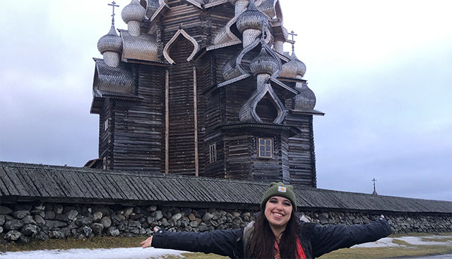 Gabriella Folsom on Kizhi Island, Russia.