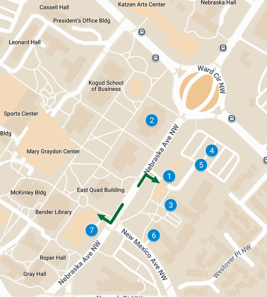 American University map with points of interest