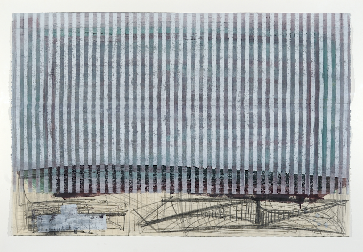 Moshe Kupferman, Untitled, 1991. Mixed media on paper, 31 1/2" x 48." The Rothfeld Collection for Israli Art, American University Museum at the Katzen Arts Center.