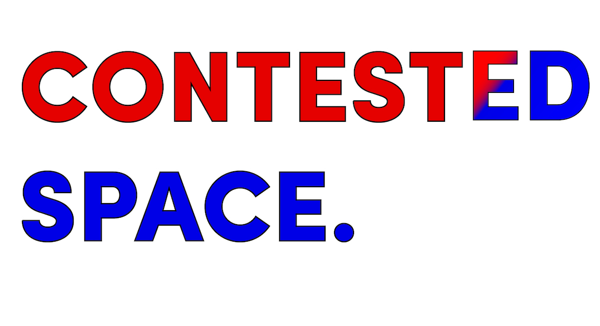 Contsted Space font in red and blue