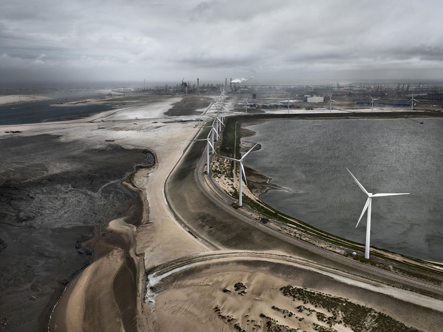 Edward Burtynsky, Flood Control Levee, Maasulakte, Rotterdam, The Netherlands, 2011