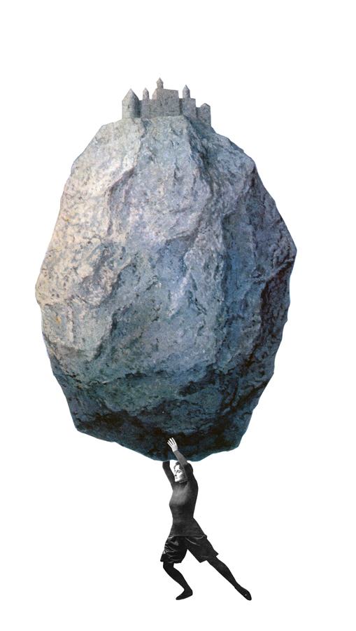 Terry Braunstein, Who is She? (Carrying Magritte Rock), 2012.
