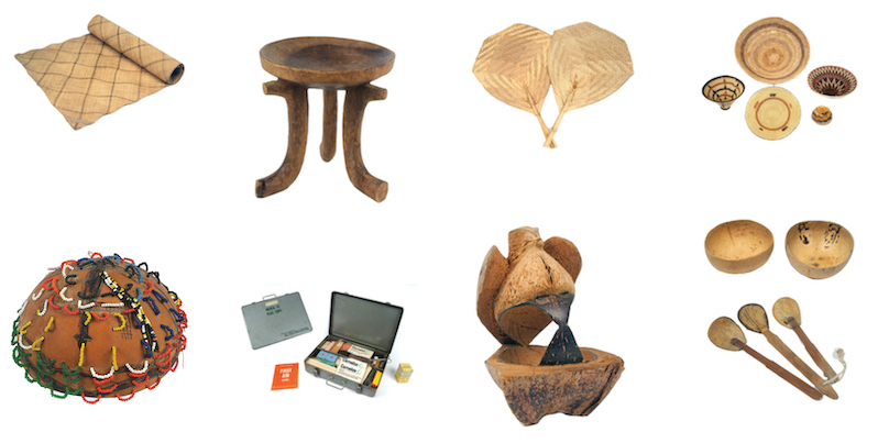 Exhibition objects on white background
