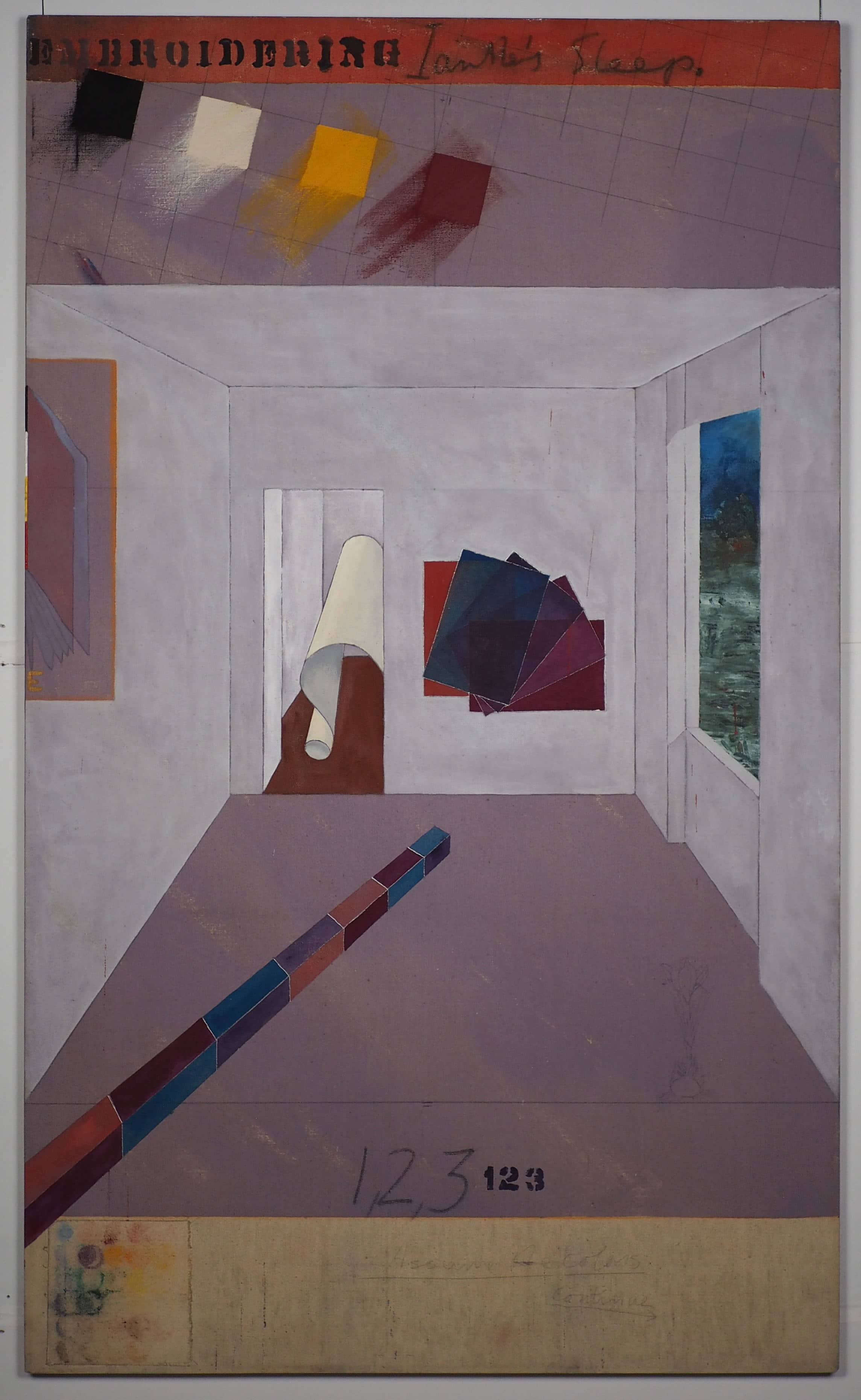 Brian Kavanagh, Embroidering Ianthe’s Sleep, 1978-1980. Oil on canvas, 60 ¼ x 36 ¼ inches. Courtesy of the Estate of Brian Kavanagh.