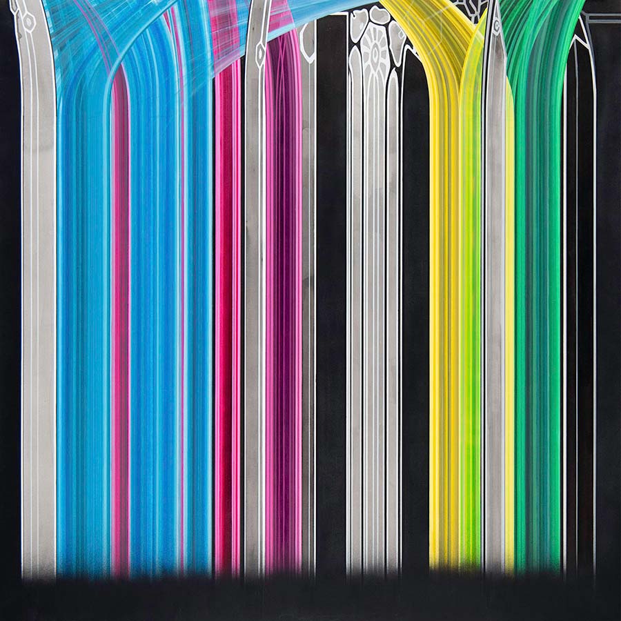 Warped multicolored stripes