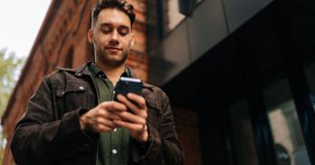 Man looking at cell phone