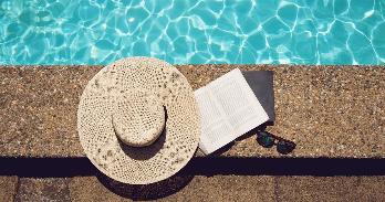 A book by the pool