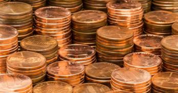 Stacks of fresh pennies
