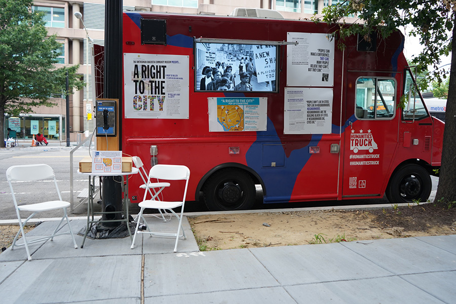 The humanities truck set up in the DC community