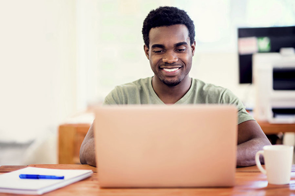 A student is excited to learn online