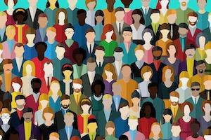Many different people without faces
