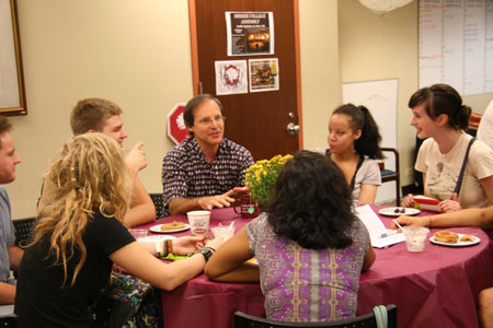 Professor Meeting Students