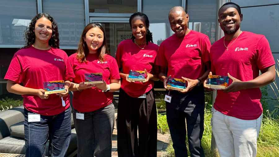 Uwiragiye (far right) with fellow interns at United Therapeutics.