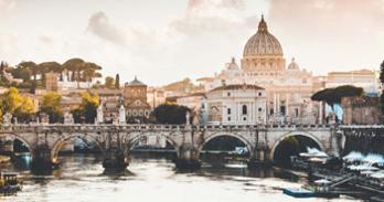 St Peter's Basilica viewed from the Tiber River
