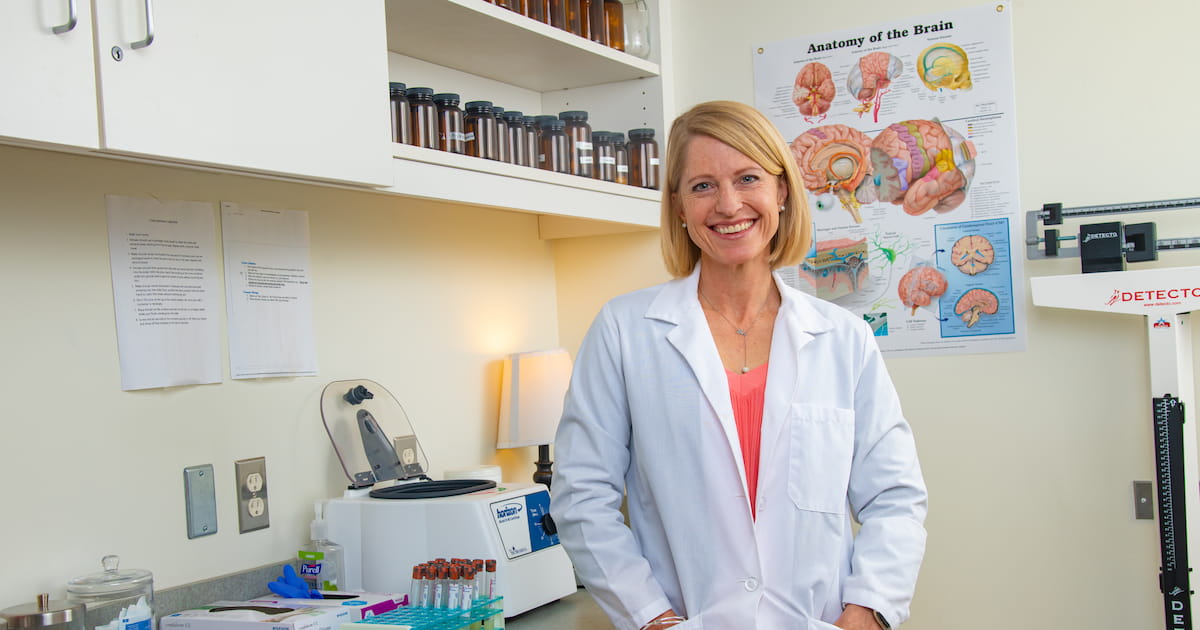 AU prof Katie Holton in her lab.