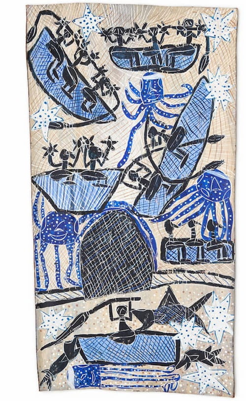 Dhambit Munuŋgurr, Ocean, 2019. From the Madayin exhibit at AU Museum.