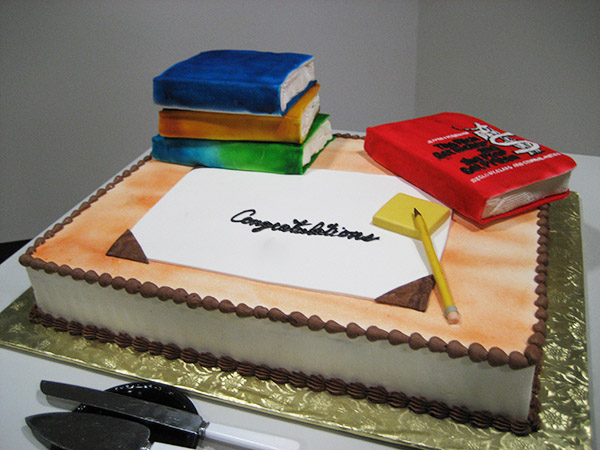 A congratulations cake