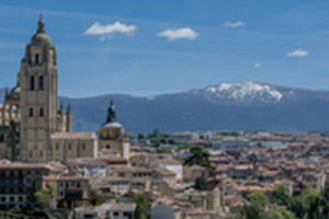 Madrid with mountains in background.