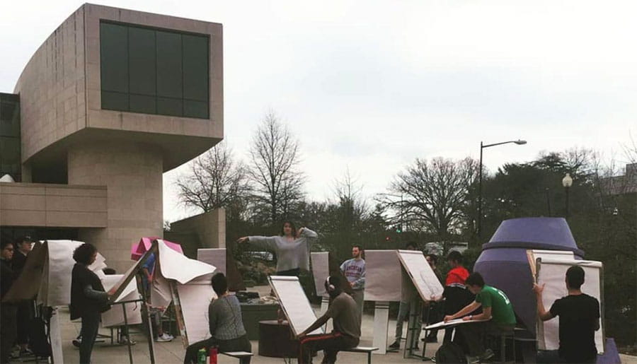 Studio class on the Katzen Plaza.