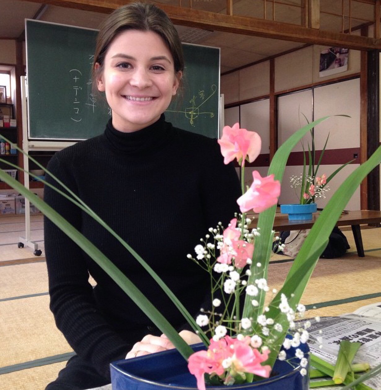 Jillian Oslavsky with flowers.