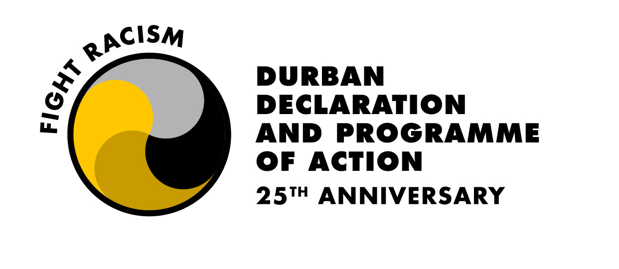 Fight Racism. Durban Declaration and Programme of Action 25th anniversary logo.