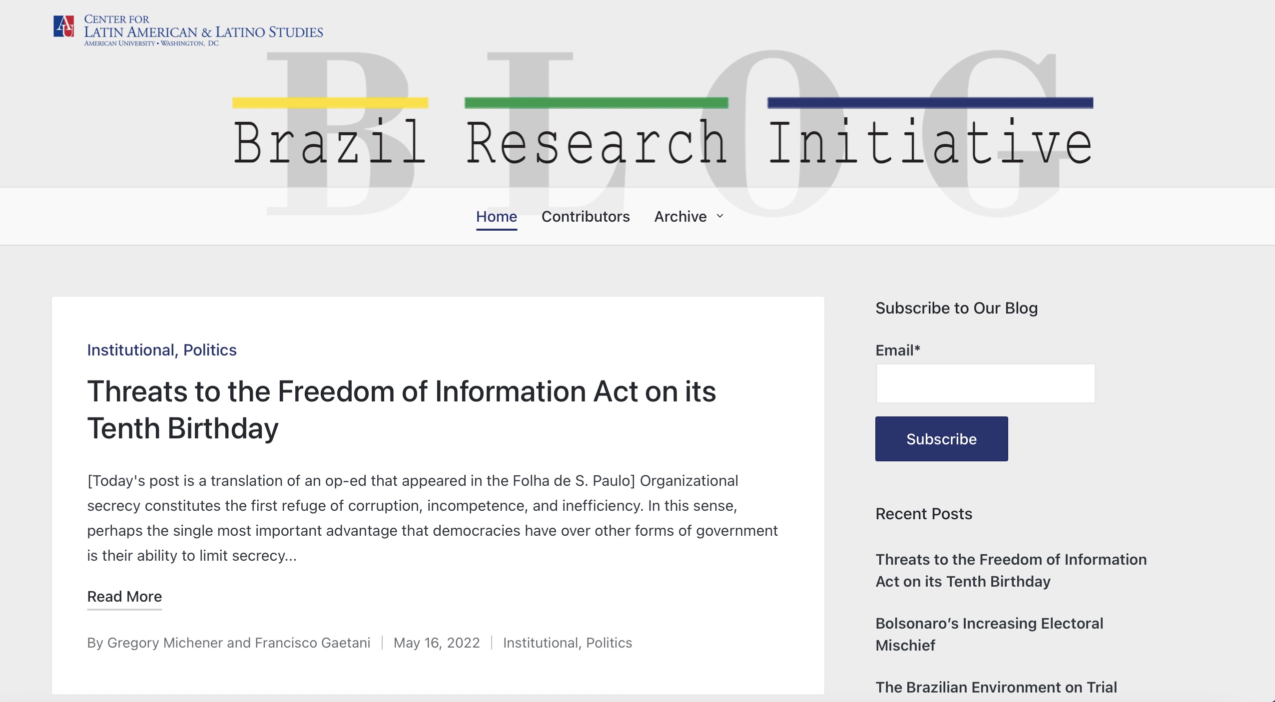 Brazil Research Initiative Blog