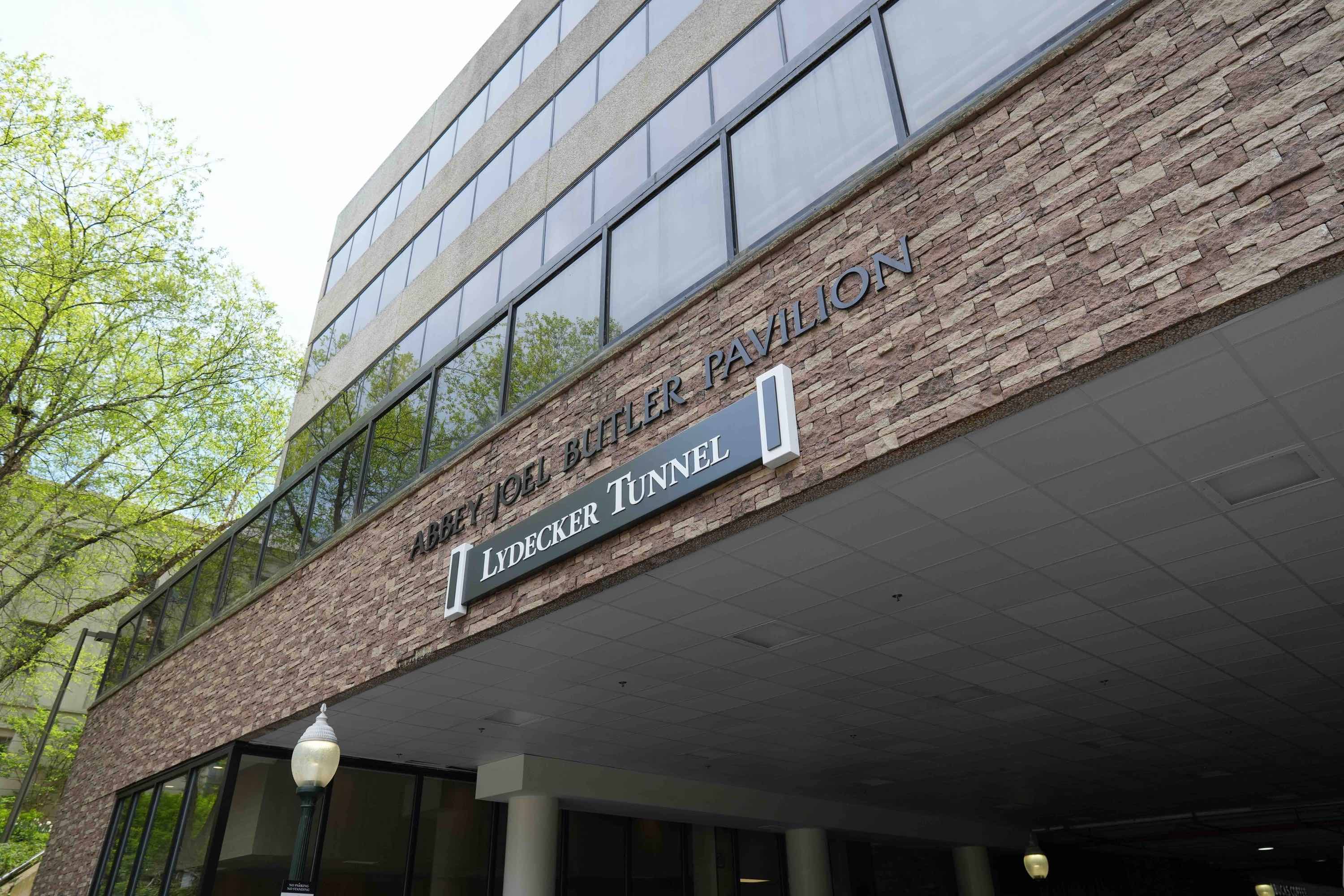 The signage for Lydecker Tunnel on AU's campus.