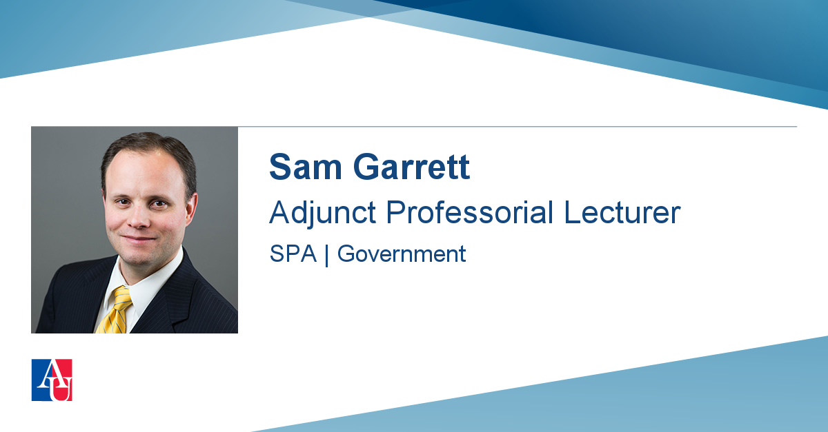 Sam Howlett Faculty Profile: Richard Garrett | School of Public Affairs | American ...