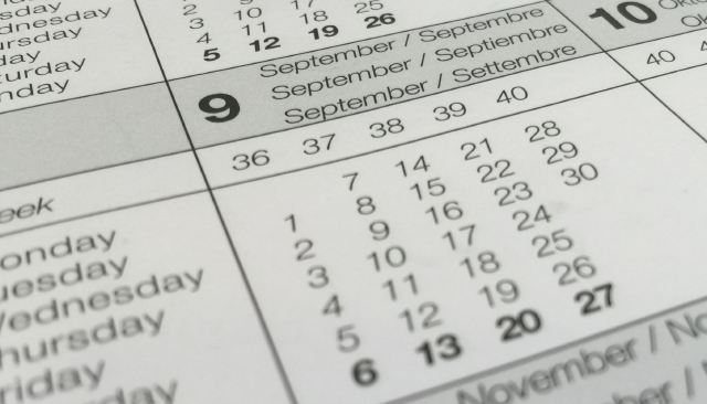 Closeup of a calendar