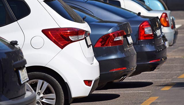 Various parked cars