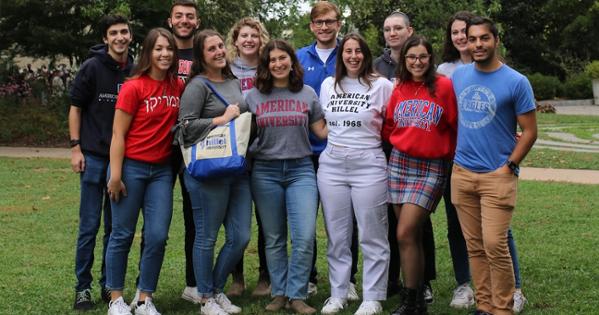 Students gathered together on the Quad.