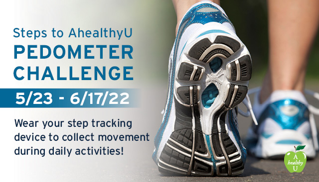 Steps to AhealthyU Pedometer Challenge graphic