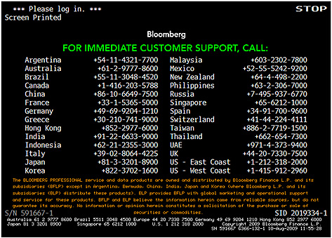 Bloomberg login screen