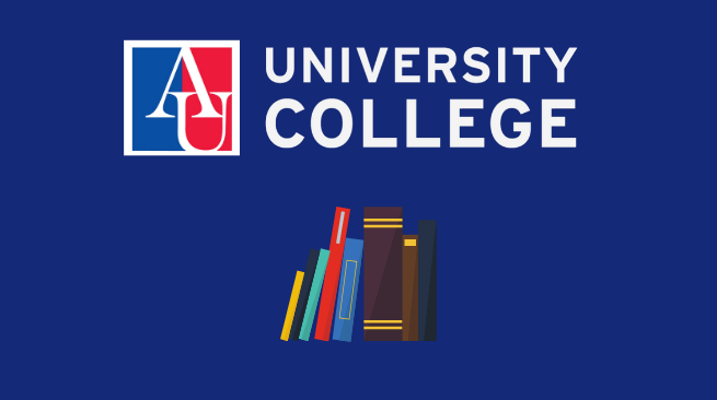 University College logo and clipart of books