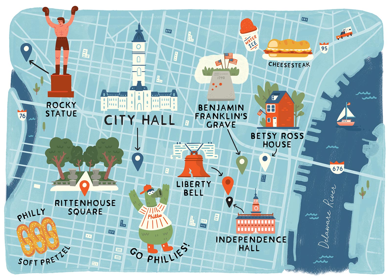 illustrated map of Philadelphia
