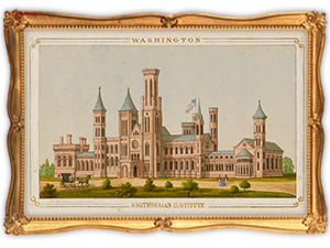 framed painting of the Smithsonian Castle