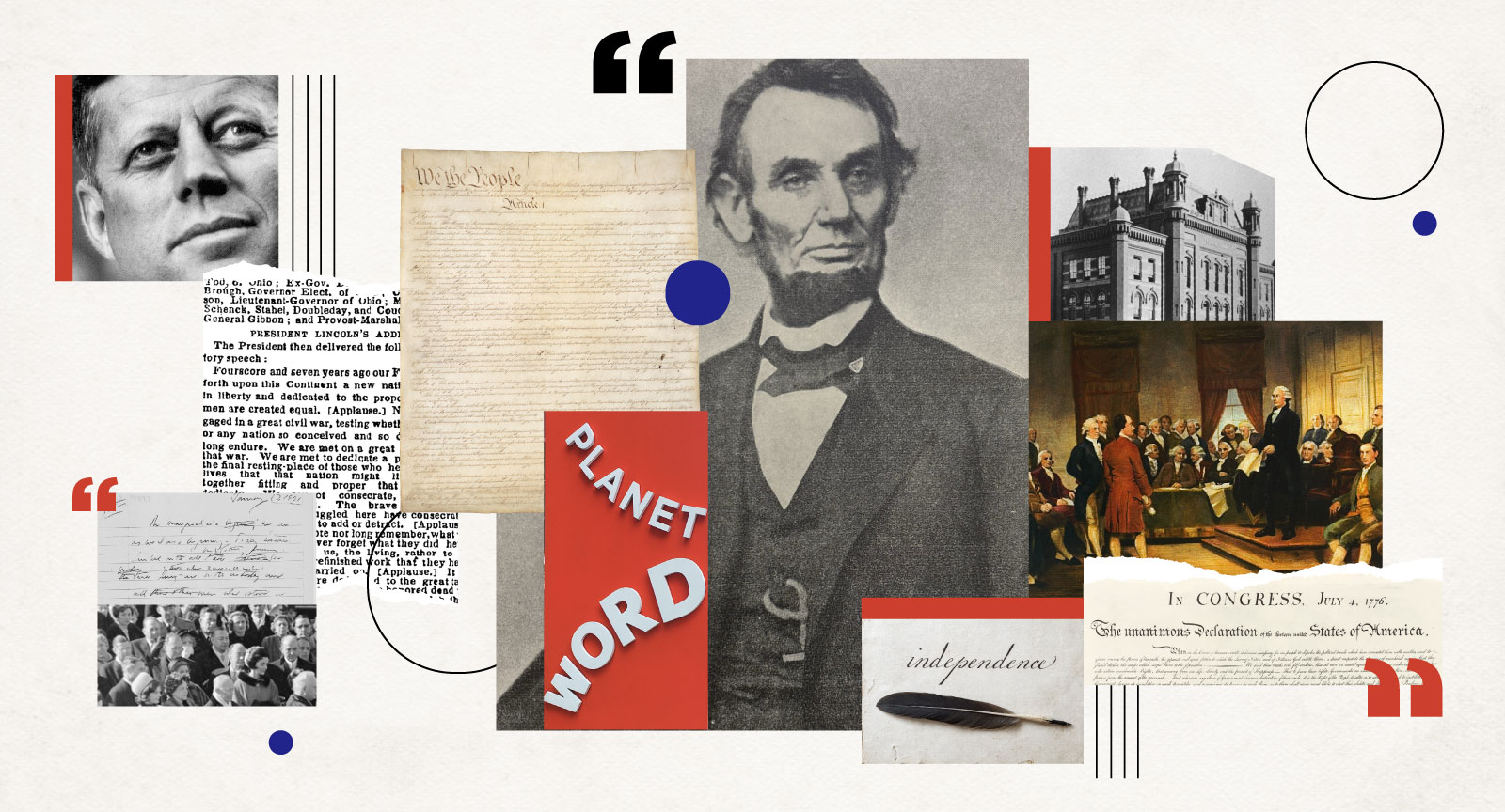 Illustration of Lincoln and JFK with text