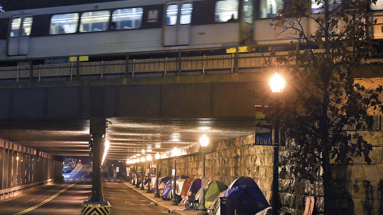 tents under an overpass in DC